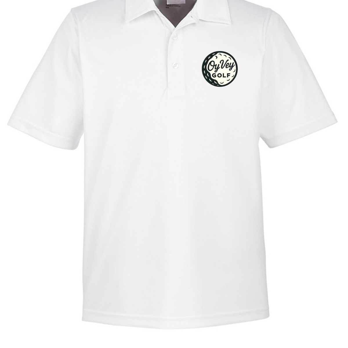 O.V.G Ball PVC Patch Polo for Ultimate Style and Comfort -White,  Oy Vey Golf LLC
