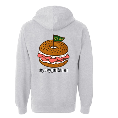 Oy Bagel Hoodie - Lg back, Cozy Comfort Meets Fun Style - Oy Vey Golf LLC