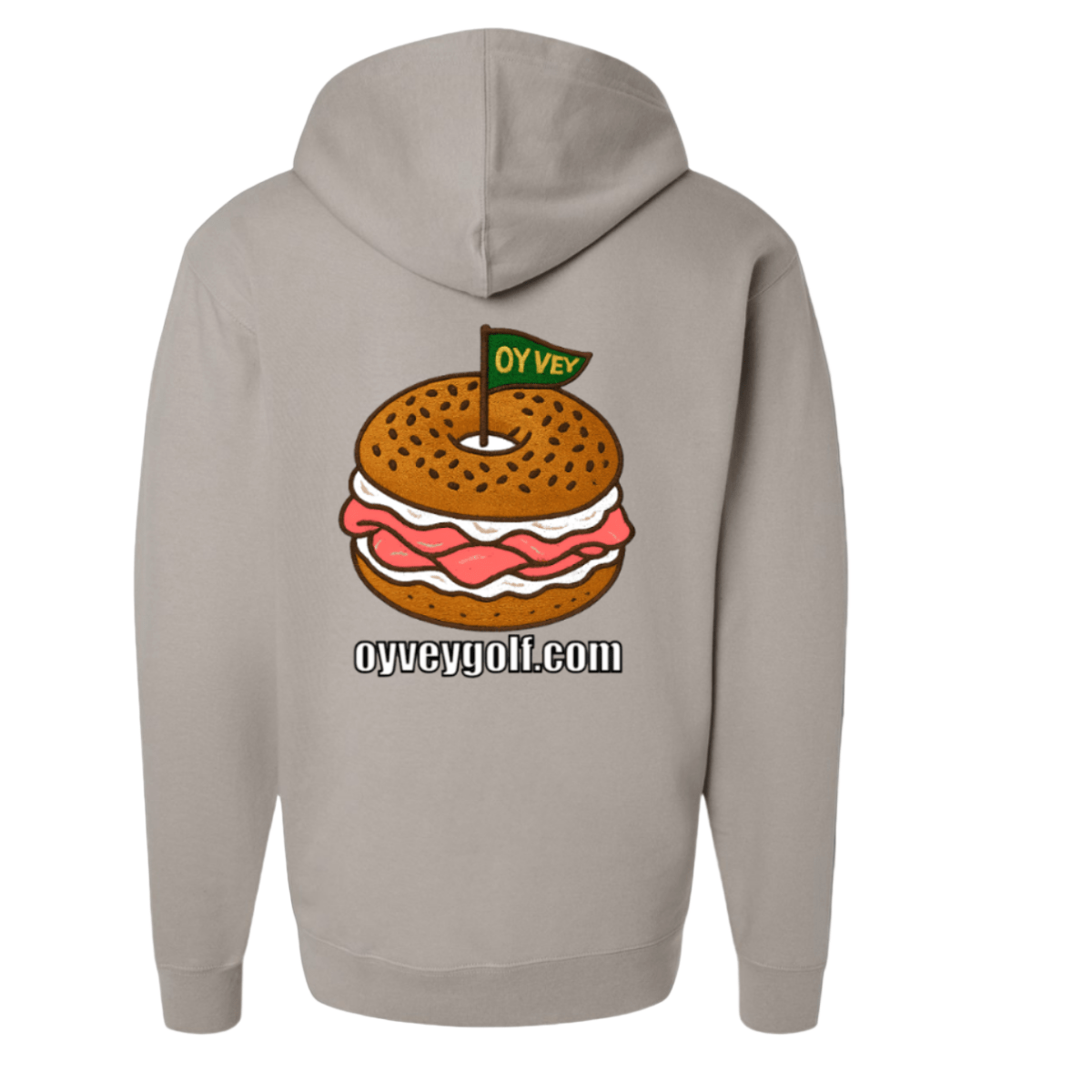 Oy Bagel Hoodie - Cement back, Cozy Comfort Meets Fun Style - Oy Vey Golf LLC