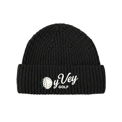 OY VEY Wool Waffle Knit Beanie - Black Stylish and Cozy OY VEY Beanie for Winter Warmth - Oy Vey Golf LLC