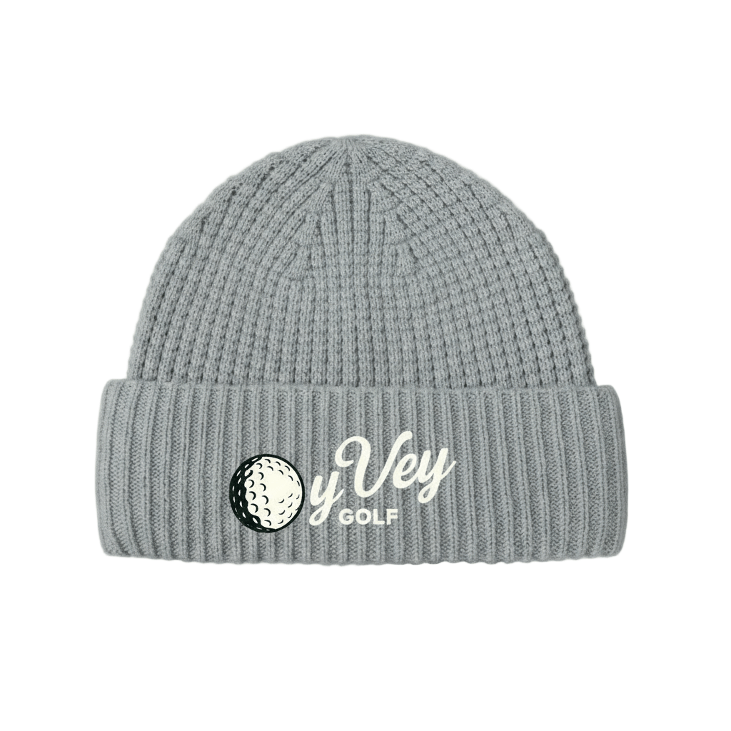 OY VEY Wool Waffle Knit Beanie - Gray Stylish and Cozy OY VEY Beanie for Winter Warmth - Oy Vey Golf LLC