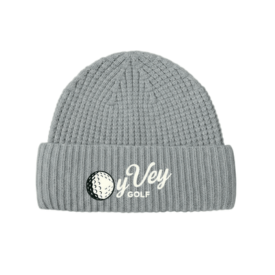 OY VEY Wool Waffle Knit Beanie - Gray Stylish and Cozy OY VEY Beanie for Winter Warmth - Oy Vey Golf LLC