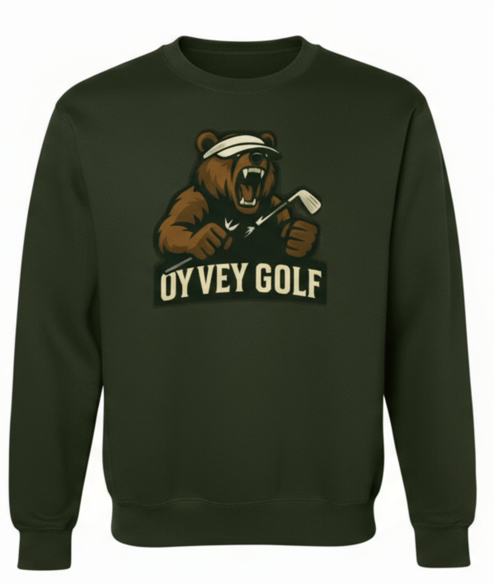 The Meshuga Bear Sweatshirt - Army, Oy Vey Golf LLC