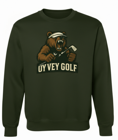 The Meshuga Bear Sweatshirt - Army, Oy Vey Golf LLC